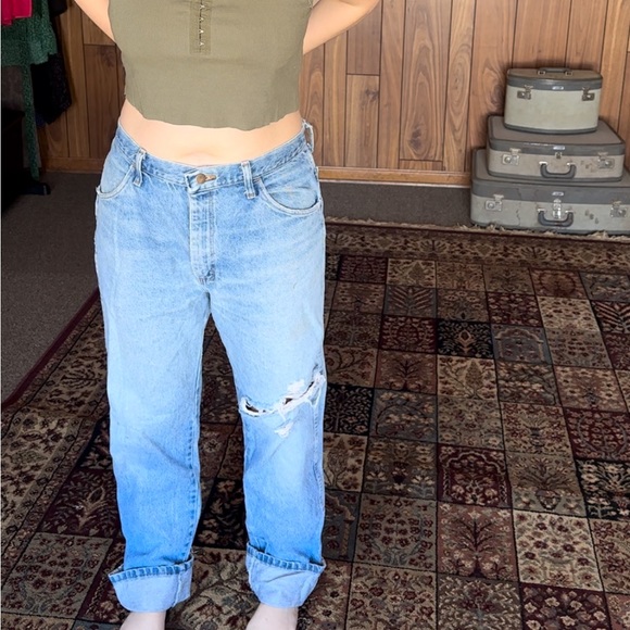 Rustler Jeans - Distressed Knee, Baggy Dad Jeans, Long Length 100% Cotton! - Picture 7 of 10